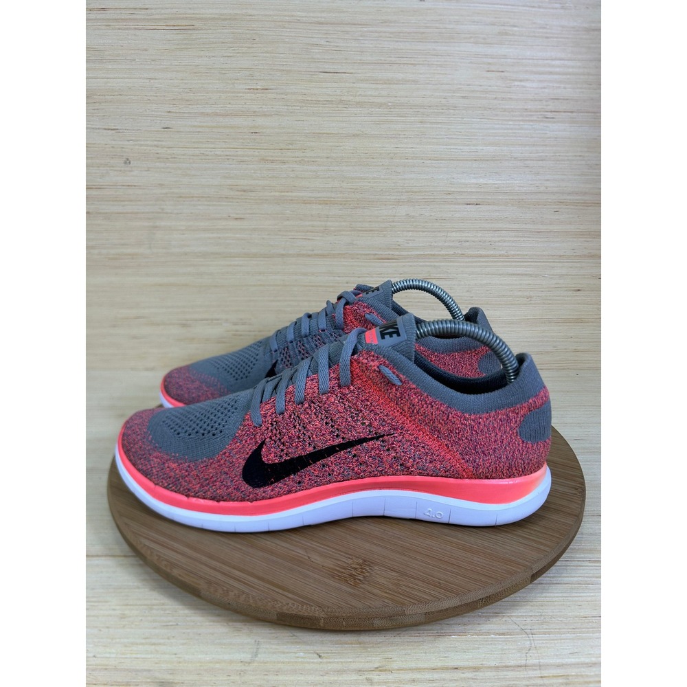 Nike Free 4.0 Flyknit Women Running Shoes Grey Hyper Punch 631050-006 Size 10